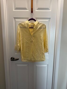 Lightweight Yellow Women’s Split-Neck Button Shirt